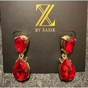 Ruby Red Teardrop Dangling Earrings by‎ Zaxie